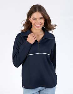 Elm Bonnie Half Zip Sweat - Dark Sapphire