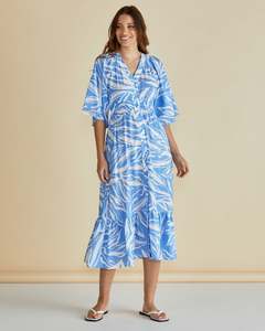 Betty Basics Sale: Betty Basics Moxie Dress - Blue Abstract Print