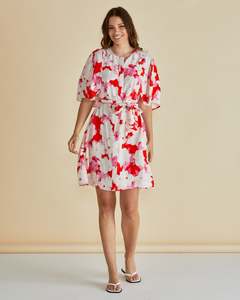 Betty Basics Gwenda Dress - Red Floral Print