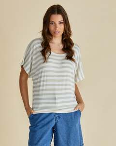Betty Basics Sale: Betty Basics Maui Tee - Gold Stripe