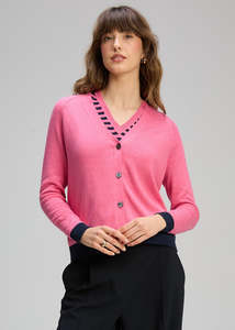 Clothing: Zaket & Plover V Neck Cardi Essential - Rhubarb