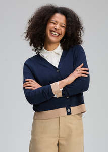 Zaket & Plover V Neck Cardi Essential - Dark Denim