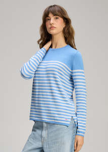 Zaket & Plover Detail Stripe Crew - Blueberry
