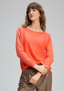 Clothing: Zaket & Plover Threaded Sleeve Jumper - Melon