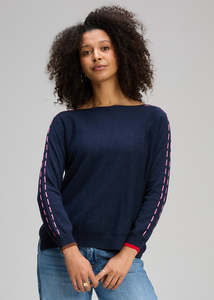 Zaket & Plover Threaded Sleeve Jumper - Dark Denim