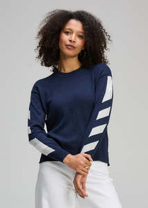 Zaket & Plover Sleeve Accent Jumper - Dark Denim