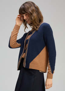 Zaket & Plover Dual Stitch Cardi - Cinnamon