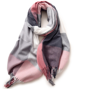 Fresh Accessories Plaid Scarf Powder Ash Rose