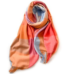Fresh Accessories Plaid Scarf Orange Delight