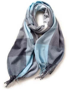 Fresh Accessories Plaid Scarf Light Blue