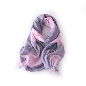 Fresh Accessories Plaid Scarf Grey Powder Pink