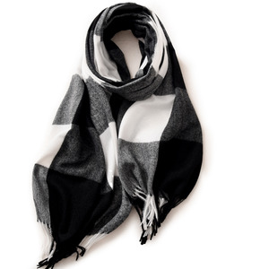 Fresh Accessories Plaid Scarf Black White