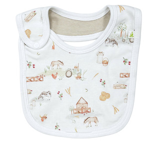 Baby Gifts: Imababywear Reversible Bib - Little Farm with Stripe