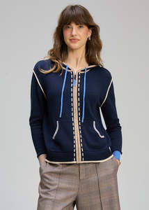 Zaket Plover: Zaket & Plover Threaded Hoodie - Dark Denim