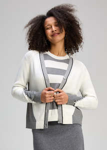 Zaket Plover: Zaket & Plover Dual Stitch Cardi - Cloud