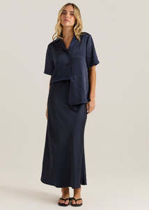 Sass Jasper Slip Skirt - Navy