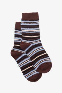 Socks: Antler socks - Choc Textured Blue Stripe