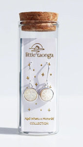 Little Taonga Earrings Silver Mother of Pearl Matariki Whetu
