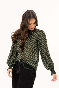 Leila Luca: Leila + Luca Long Slevee Movement Blouse - Forest Geo