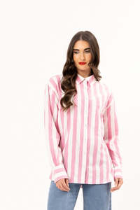 Leila + Luca Essential Shirt - Pink Stripe