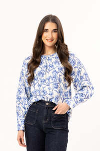 Leila + Luca Centered Top - Blue Bloom