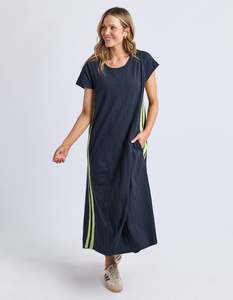 80 Rack: Foxwood Recovery Dress - Navy & Neon Lemon