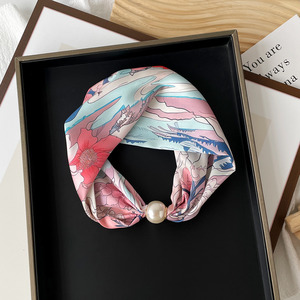 Fresh Accessories Neck Scarf - Pearl Pink Flowers Blue River