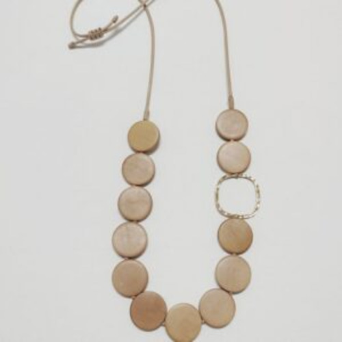 SHE Natural Gold Circles Long Necklace (adjustable)