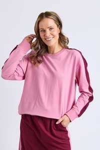 Elm Sloane Fleece Crew - Quartz Pink / Plum Trim