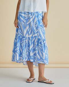 Betty Basics Sale: Betty Basics Maggie Skirt - Blue Abstract Print
