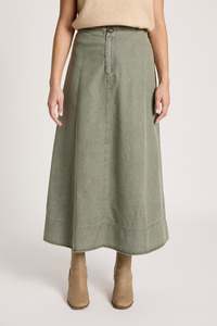 Clearance Clothing: Eb & Ive Bodhi Denim Skirt - Olive