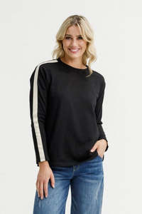 Homelee Long Sleeve Chris Tee - Black & Sand