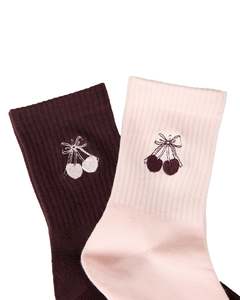 All About Eve Dolce Crew Sock 2 Pack - Wine/Light Pink