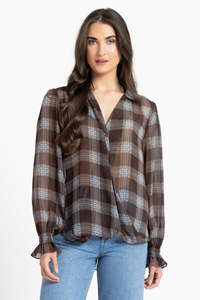 Leila Luca: Lelia + Luca Gala Twist Shirt - Choc Blue Check