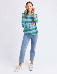 60 Rack: Elm Spritz Stripe L/S Tee - Turquoise/Light Blue Stripe