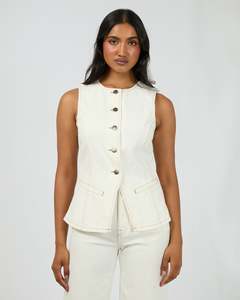 All About Eve Lena Denim Vest - Vintage White