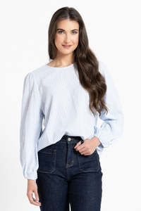 Seeking Lola Brilliance Blouse - Blue Stripe