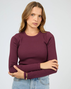 Silent Theory Rib L/S Tee - Cherry