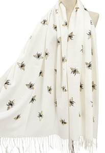 Frontier Scarf Bees White