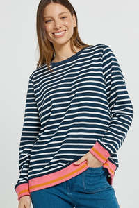 Betty Basics Sale: Betty Basics Tyra Sweat - Navy/White Stripe