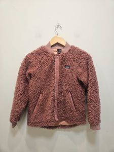 Dusty Pink Patagonia Fleece Bomber Jacket, M / 10