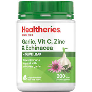 Healtheries Garlic, Vit C, Zinc & Echinacea with Olive Leaf Tablets