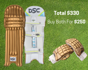 Clearance Sale: DSC GOLDEN BATTING PADS AND GLOVES COMBO – MENS