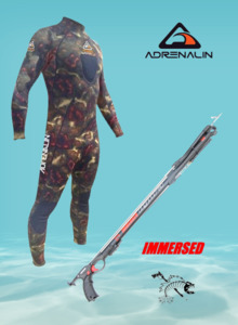 Snorkeling, Scuba & Freediving: Adrenalin 3mm Camo Wetsuit & 75cm Spear Gun Combo