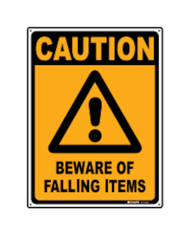 Signage: Sign Beware of Falling Items 300x400