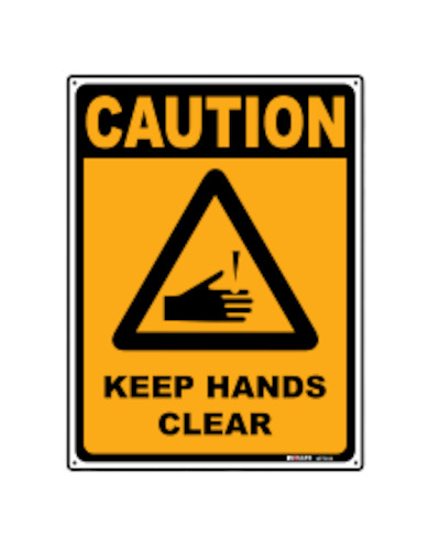 Signage: Sign Caution Keep Hands Clear 225x300mm
