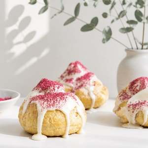 Products: White or Dark Chocolate Creme Puffs 6pc Spread The Love Catering North Shore Auckland