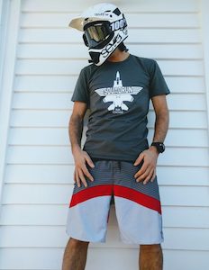 Cotton Charcoal-Tee White JetPlane