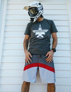 Apparel: Cotton Charcoal-Tee White JetPlane