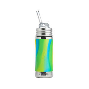 Pura Kiki 325ml Toddler Straw Stainless Steel bottle - Aqua swirl